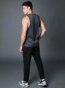 Manfinity Sport Corelite Bộ đồ thể thao nam kiểu boyfriend đơn giản gồm áo không tay in họa tiết và quần màu trơn, thích hợp cho mùa hè, tập gym, tập luyện. - Nhiều màu - Xem 2