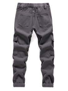 SHEIN Explorewe Tween Boys Versatile Cool Campus Style Pockets Denim Jeans - Dark Grey - View 2