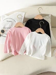 SHEIN Playful Pals 3pcs Baby Girls Cute Print Outfit Set - Multicolor - View 2