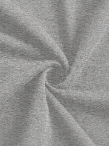 SHEIN Essnce Simple Floral Drop-Shoulder Plain T-Shirt For Women, Suitable For Summer - Grey - View 3