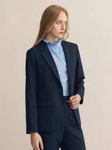 BizChic Navy Blue Suit Work Wear Set Office Attire Work Clothes Professional Fall Women Outfits - Navy Blue - View 2