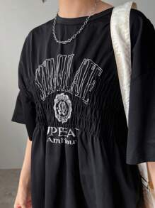 FRIFUL 女士圆领字母印花宽松休闲T恤，图案T恤超大T恤