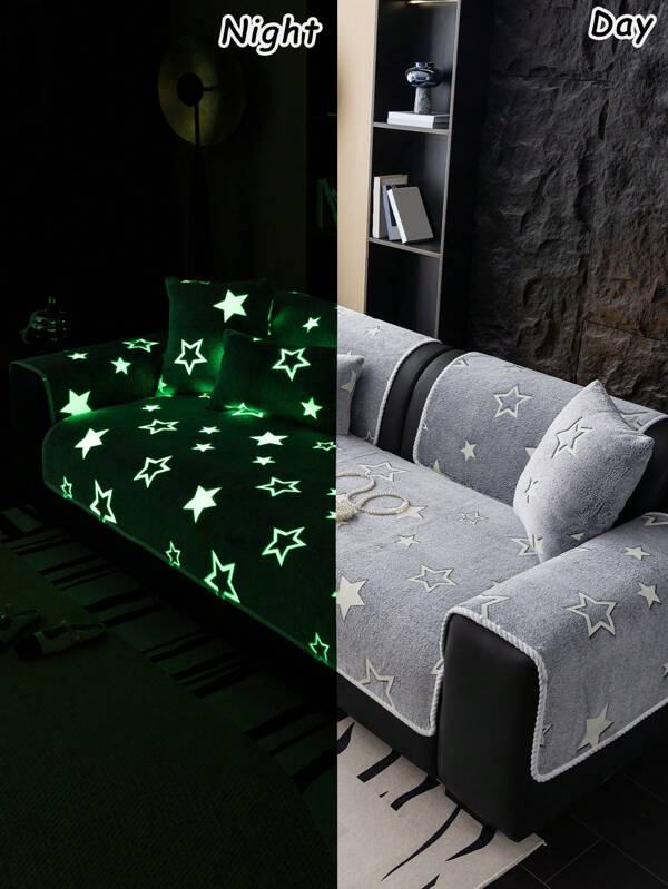 1 pieza Cojín de sofá de terciopelo grueso y fluorescente para el invierno, funda protectora de sofá con estilo personalizado, amigable con las mascotas, antideslizante y resistente al pelo, apta para otoño e invierno, se puede usar en sofás en forma de L y de 1/2/3/4 plazas en la sala de estar