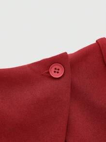 SHEIN MOD Women's Solid Color Patchwork A-Line Skirt 2 In 1 Straight Loose Casual Pants With Design - Red - View 3
