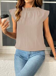 SHEIN LUNE Women Elegant Ruffle Collar Sleeveless Blouse
