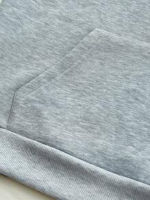 Chiquease Solid Color Pullover Hoodie With Drawstring Pouch Pocket & Thermal Lined For Women Fall - Grey - View 4