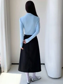 EastFlair Women's Thick Seamless Turtleneck Knit Sweater - Blue - View 2