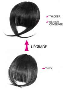 French Bangs Human Hair Air Bangs With Sideburns Brown Color Bangs Clip In Hair Extensions Beginner Friendly - Natural Black - View 4