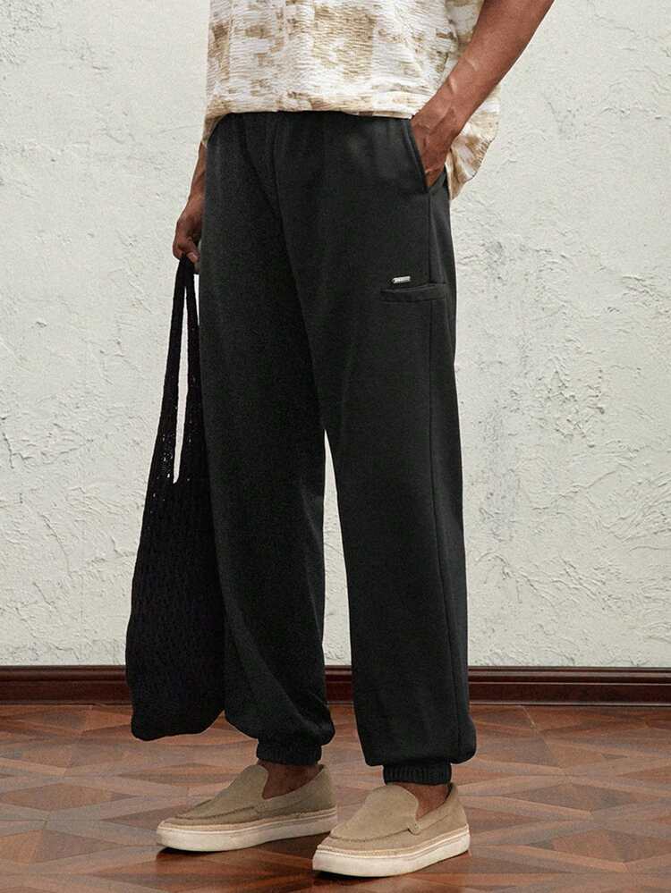 Męskie dzianinowe spodnie dresowe Slim Fit Casual Straight Leg ze ściągaczem, odpowiednie na jesień