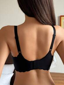 DAZY Simple Wireless Seamless Soft Padded Bra,Back To School Clothes - Black - View 2