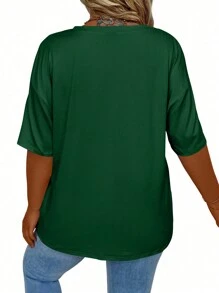 EMERY ROSE Plus Size Summer Casual Solid Color Loose Batwing T-Shirt