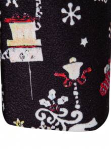 Manfinity Homme Manteau d'affaires mode à imprimé tout-sur-over pour hommes, col rabattu, à manches longues, tissu de Noël, vêtements d'automne pour hommes - Noir - Voir 4