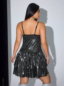 SHEIN ICON Plus Size Women Sequin Slip Dress - Black - View 6