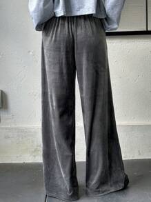 FRIFUL 女士休闲宽松加厚长裤，秋冬 - 灰色 - 查看 8