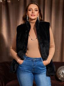 EMERY ROSE 大码女式蓬松无袖背心 - 杏色 - 查看 5