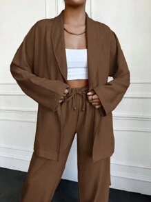 EURMUSE Beige Two Pieces Sets - Brown - View 3