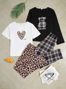 Bộ đồ ngủ dài tay họa tiết kẻ caro báo thường ngày cho bé gái tuổi teen - Nhiều màu - Xem 1