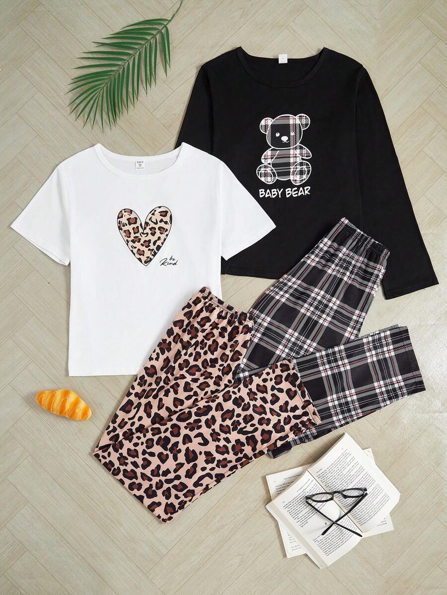 Bộ đồ ngủ dài tay họa tiết kẻ caro báo thường ngày cho bé gái tuổi teen - Nhiều màu - Xem 1