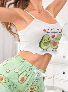 Women's Avocado Pattern Camisole Top - White - View 5