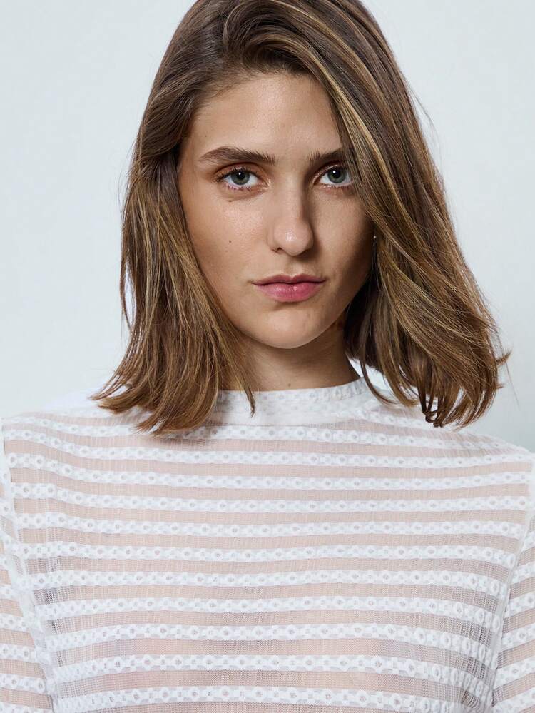SHEIN Maija Women's Turtleneck Long Sleeve Striped Chic Casual Top Going Out Tops