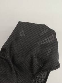 SHEIN EZwear Parte superior de verano, negra, de punto de gofre sólido y corta - Negro - Ver 6