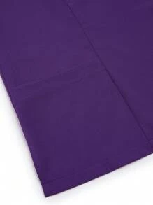 TaskEZ Plus Size Solid Color V-Neck With Pockets Short Sleeve Top And Pants Uniform Scrub Set - Purple - View 7