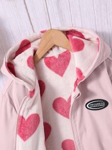 Sparklyn Tween Girls' Heart Decor Casual Pink Jacket - Pink - View 6