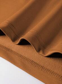 Manfinity Homme 男士春夏字母印花长袖休闲 Polo 衫 - 棕色 - 查看 6