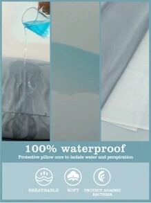 2 piezas Protector de almohada impermeable (2 en 1) - Hecho de material TPU transpirable con bajo nivel de alérgenos, fundas de almohada con cremallera - Gris Claro - Ver 5