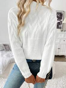 SHEIN LUNE 女士高领粗针织毛衣