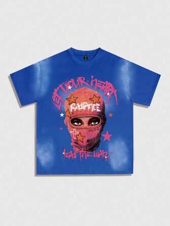 Street Life T-shirt à manches courtes avec impression de portrait de singe pour hommes, convient pour une utilisation quotidienne au printemps et en été
