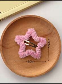 ROMWE Kawaii 4 件装女士可爱粉色毛绒星星发夹