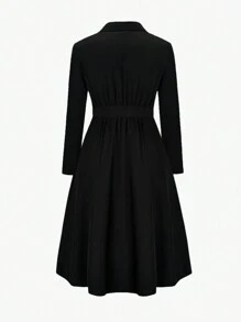 SHEIN Clasi 大尺碼女士雙排扣西裝連衣裙 - 黑色 - 查看 2