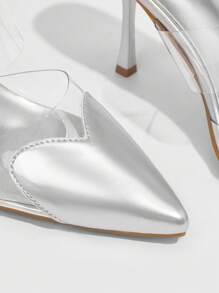 CUCCOO SZL 女士纯色尖头时尚百搭高跟鞋，夏季秋季新年假期 - 銀色 - 查看 11
