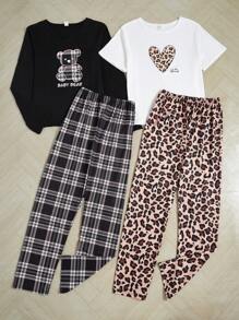 Bộ đồ ngủ dài tay họa tiết kẻ caro báo thường ngày cho bé gái tuổi teen - Nhiều màu - Xem 4