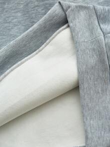 Chiquease Solid Color Pullover Hoodie With Drawstring Pouch Pocket & Thermal Lined For Women Fall - Grey - View 7