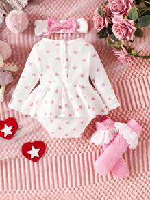 Souflis Souflis 女婴心形 & 蝴蝶结印花连衣裙 - 紅白色 - 查看 2