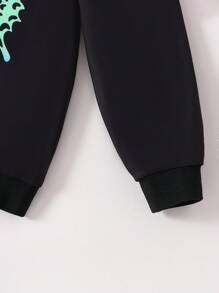 2 件 Tween Girl 休闲可爱优雅蝴蝶图案长袖运动衫和喇叭裤套装，适合秋季、冬季和春季度假休闲穿着 - 彩色 - 查看 6