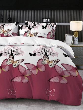 2/3 件套床上用品套装（1 个羽绒被套 + 1/2 个枕套）AB 版设计，印花羽绒被套套装，适用于家庭、卧室、宿舍，亲肤柔软，透气舒适，适合所有季节，男女通用，装饰家居、酒店、卧室、花园、花卉、秋季装饰、秋季装饰、房间装饰