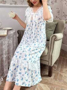 CottageSlumber Vintage French Romantic Floral Women's Nightgown Couple's Set - Multicolor - View 5