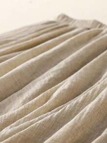 INAWLY 女式纯色简约休闲半身裙 - 駝色 - 查看 6