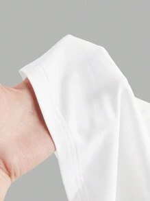 SHEIN EZwear Casual Minimalist Lily Floral Print Crew Neck Long Sleeve Bodycon Long Dress, Suitable For Spring & Autumn Chic Dress - White - View 9