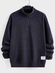 Manfinity Hypemode 2pcs Men's Stand Collar Zip-Up Plain Sweatshirt And Casual Pants Suit