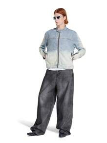 Chillumni Men's Faded Light Blue Baggy Jeans - Light Grey - View 6