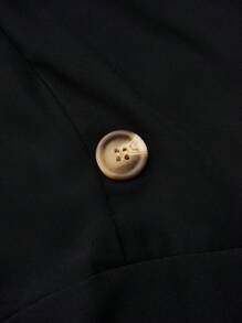 SHEIN Clasi 大尺碼女士雙排扣西裝連衣裙 - 黑色 - 查看 4