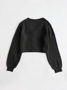 SHEIN EZwear Blusas básicas de manga larga con botones de unicolor talla grande, uso casual diario para otoño e invierno - Negro - Ver 7