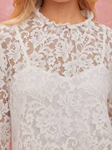 Enchnt Ensemble chemise à col montant transparent et débardeur pour femmes - Beige - Voir 8