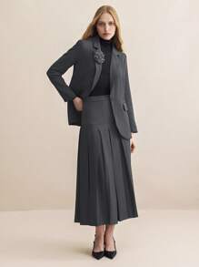 BizChic Women's Elegant Office Wear 3D Floral Suit Office Attire - Grey - View 1