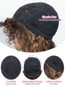 Density Pro Peluca Bob rizada con flequillo, cabello humano, de 12 pulgadas, onda de agua, para llevar, peluca Bob con flequillo, densidad del 250%, degradado de color 4/27, rizos de Jerry - S4/27 - Ver 8