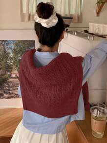 DAZY Women's Pattern Embroidered Cropped Fitted Casual Sweater,Fall Clothes - Red Violet - View 5